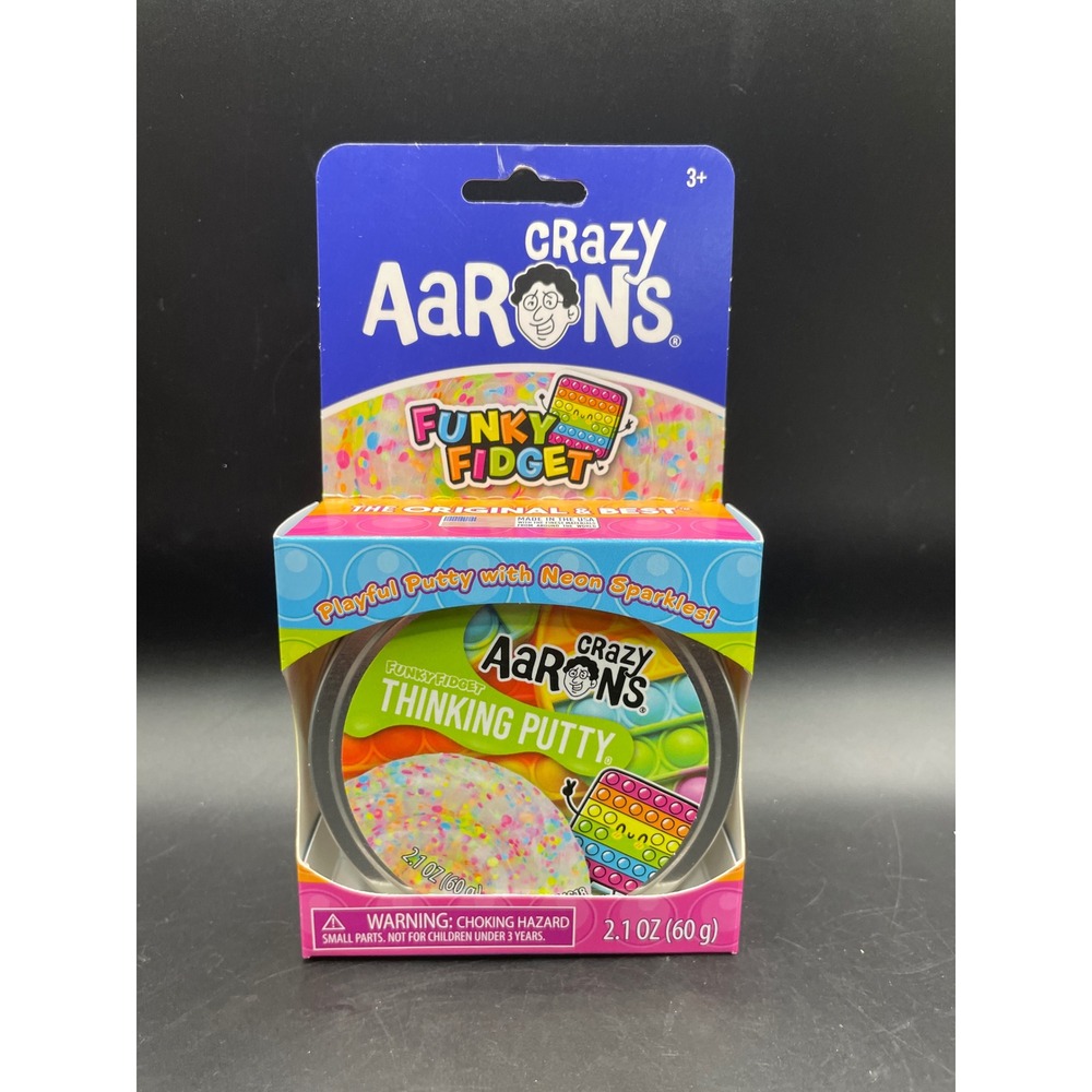 Crazy Aarons Thinking Putty Funky Fidget Neon Sparkles 2.1 oz Tin New